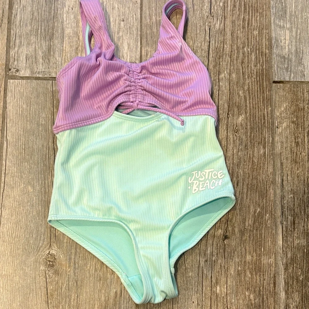 Justice Kids girls One Piece bathing suit, swimsuit swim XS 5 6
